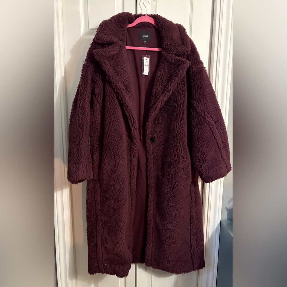 Express Deep Plum Teddy Jacket